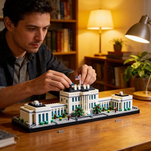 JXRLMB Architecture White House Modle Kit Micro Building Blocks Sets for Adults World Famous Landmark Collection Set U.S. Capital 3520 PCS for Teens 14+ - color: White House
