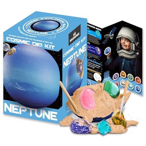 Cosmic Dig Kit by Big Discoveries - Explore the Planets of the Solar System with Gem & Fossil Excavation Kits for Kids | STEM Toy Science Dig Kits with Gemstones for Boys and Girls - style: Neptune