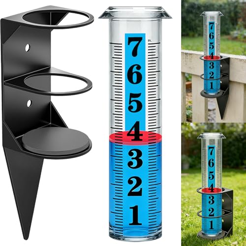 YZDTECH Rain Gauge Outdoor, 7" Easy to Read Rain Measure Gauge with Red Float, Rain Gauges Outdoors Best Rated with Metal Rack Holder, Large Freeze Proof Plastic Replacement Tube for Yard Garden - color: Metal rain gauge style 1
