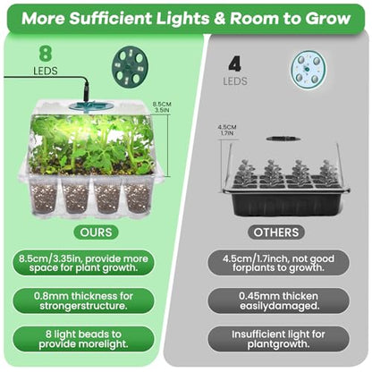 Adawook Clear Seed Starter Trays with Grow Lights & Heat Mat, 72 Cells Seed Starter Kit, 3 Lighting Mode, 4 Timing, Germination Kit with Humidity Control Domes, Gardening Gifts Plant Grow Kit - color: White