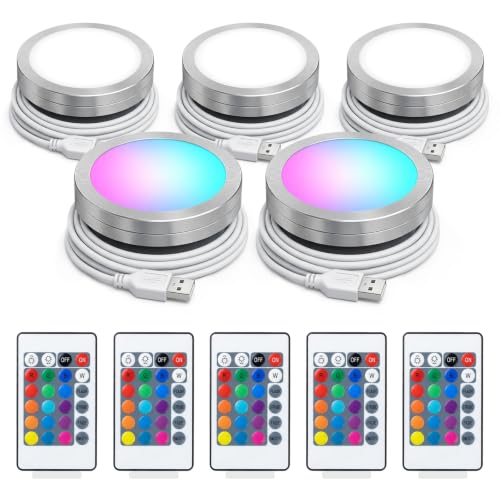 5 Pack RGB LED Lamp Kit for 3D Printed Light Box, Remote & Memory Function, USB 5V, Compatible with Bambu Lab X1/P1/A1 & MakerWorld Models, by CreatryLab - size: 5 PACK