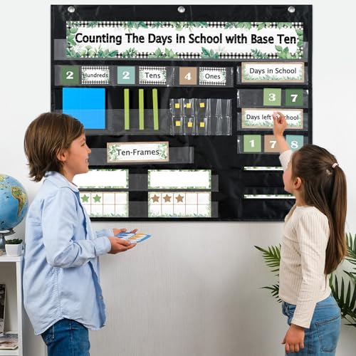 Greenery Back to Counting The Days with Base Ten Place Value Teaching Materials Counting for Activities Bulletin Board Home Decor - style: Greenery