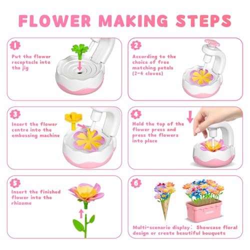 Deesry Craft Kits for Kids Ages 4-8, DIY Arts and Christmas Crafts for Kids, Fabric Flower Bouquets Toys with Storable Box, Flower Making Toy, Birthday Gifts for 4 5 6 7 8 Years Toddler Girl Toys