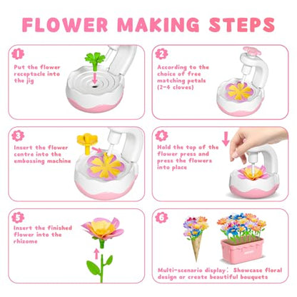 Deesry Craft Kits for Kids Ages 4-8, DIY Arts and Christmas Crafts for Kids, Fabric Flower Bouquets Toys with Storable Box, Flower Making Toy, Birthday Gifts for 4 5 6 7 8 Years Toddler Girl Toys
