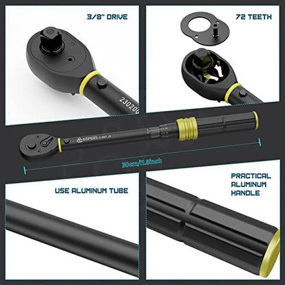 ANPUDS 3/8" Click Torque Wrench, 5-45 Ft-Lb/6.8-61 Nm, Lightweight Aluminum - size: 5-45 ft-lb / 6.8-61 Nm