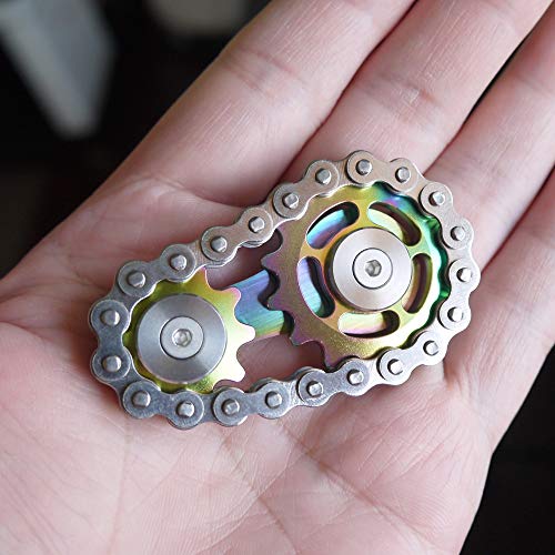 Fidget Spinner, Sprocket Linkage Bike Chain Spinner Design 2 Gears Figity Spin Finger Games, Metal Stainless Steel Durable Mechanics, Premium Figit Toy - Colorful - color: Colorful