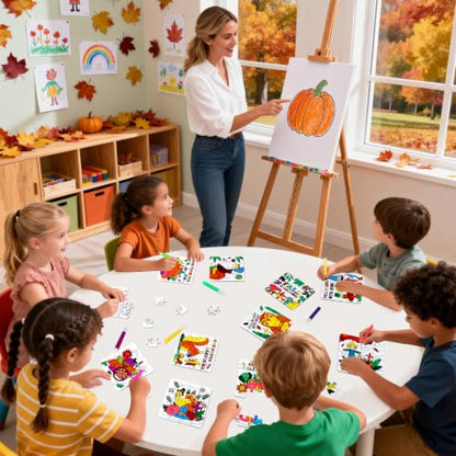 Thanksgiving Fall Crafts for Kids Religious Art Activities Blank Puzzle Toy - color: Fall Thanksgiving Christian Colorful