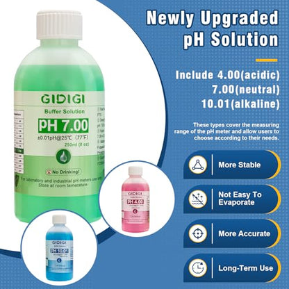 pH Meter Calibration Solution Kit, Includes 4.00, 7.00 and 10.01 - color: Blue Red