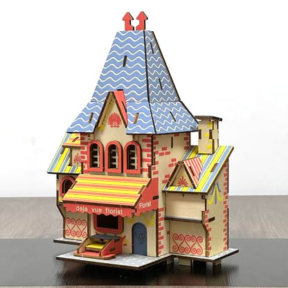 Log Cabin 3D Wooden House Puzzle,DIY Mini Building Model Kit，006 - color: 006