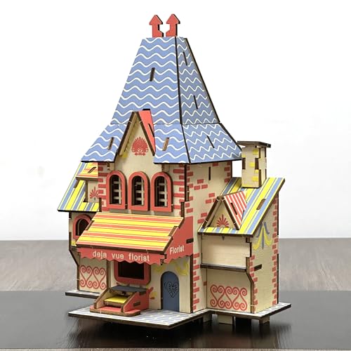 Log Cabin 3D Wooden House Puzzle,DIY Mini Building Model Kit，006 - color: 006