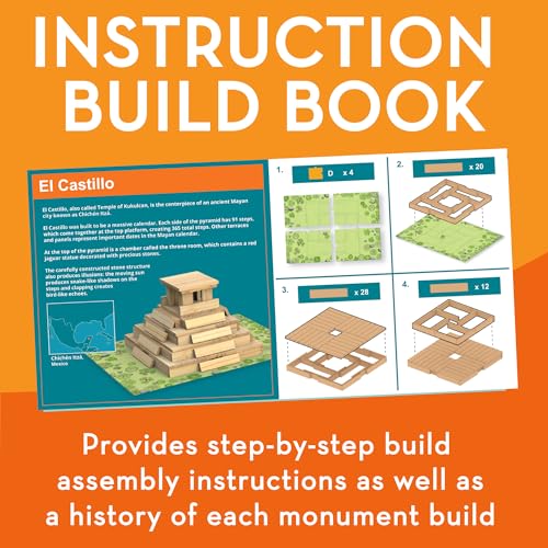 MindWare KEVA Models Monuments - 154 Wooden Building Planks & Step-by-Step Instructions to Build Iconic World Landmarks