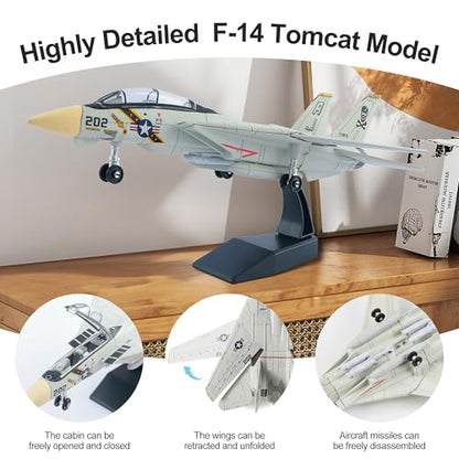 1:72 Scale F-14 Tomcat Fighter Jet Quick Build Model Kit (Black) - color: Black