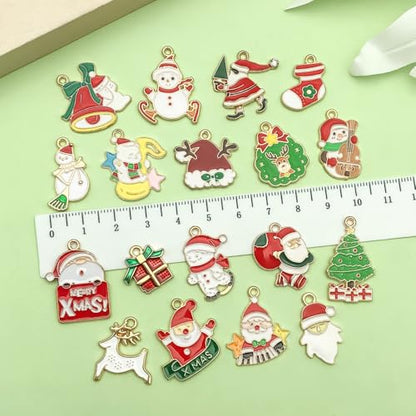 WOCRAFT 100pcs Assorted Enamel Christmas Bracelet Charms for Jewelry Making DIY Necklace Bracelet Keychain Crafting Charms Kit Crafts (SN936) - style: Christmas
