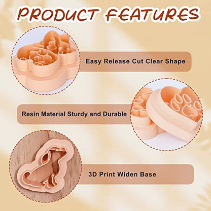 Puocaon Puppy Face Polymer Clay Cutters - 11 Shapes, Embossing Cute Dog Clay Cutters for Jewelry Making, Paw Print Clay Earring Cutters