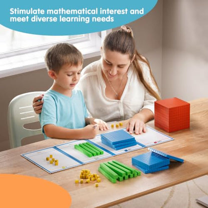 2 pack Base Ten Blocks Plastic Place Value Blocks with 80 rod - style: 2p