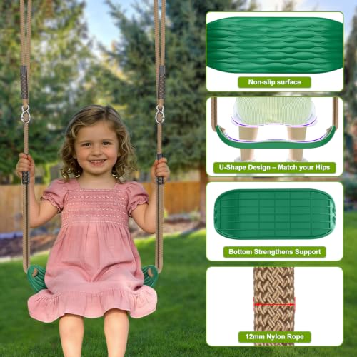 2Pack Heavy Duty Swing Seats for Kids Green Plastic Hard Anti Slip Seat - color: Water Ripple & Diamond