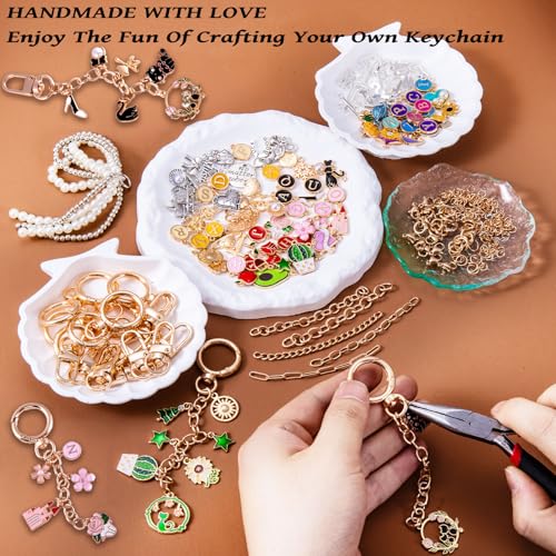 Wurosi 325PCS Charms Lip Gloss Keychain Making Kit, DIY Bag Charm Kit - color: 325 Pcs Gold Keychain Kits