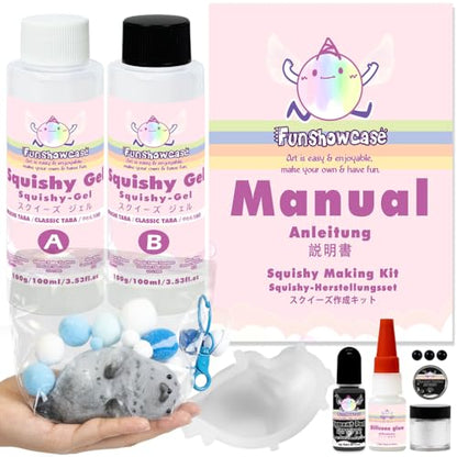 Taba Squishy Kit Seal Silicone Mold 4''+Liquid Gel+Flocking Cute Animal Maker Set - color: 4'' Seal
