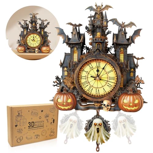 Halloween 3D Puzzles for Adults Halloween Puzzle Clock Adult Craft - color: Halloween Clock