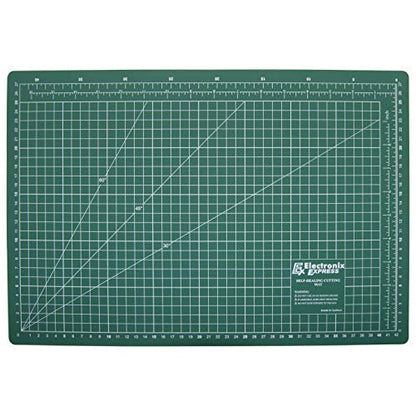 ELECTRONIX EXPRESS Self-Healing Cutting Mat 45cm x 30cm (17.71" x 11.81") with Grid Lines 40cm x 25cm, 3mm Thick, Metric Measurements, Angle Guides, Green - size: 17.7"L x 11.8"W