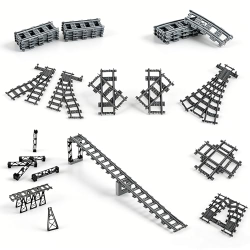10IN1 (3PCS) Train Bridge Toy Track Accessory for Kids, Classic Railway Track Building Toy with Straight, Curved, Bracket, Cross & Bridge Tracks (Two Way Track - Train BSE 3PCS) - style: TWO-WAY TRACK