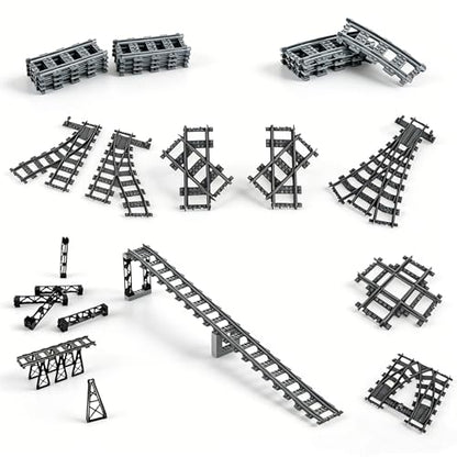 10IN1 (3PCS) Train Bridge Toy Track Accessory for Kids, Classic Railway Track Building Toy with Straight, Curved, Bracket, Cross & Bridge Tracks (Two Way Track - Train BSE 3PCS) - style: TWO-WAY TRACK