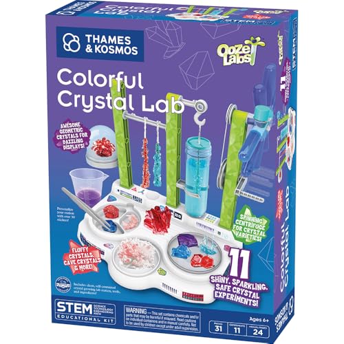 Thames & Kosmos Ooze Labs Colorful Crystal Lab STEM Experiment Kit & Lab Setup | Awesome Geometric Crystals, Dazzling Displays, with 11 Shiny, Sparkly, Safe Experiments | Stickers to Decorate Your Lab