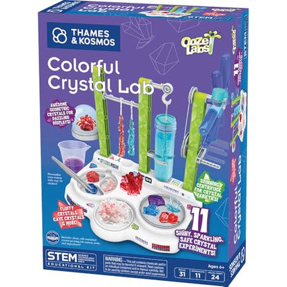 Thames & Kosmos Ooze Labs Colorful Crystal Lab STEM Experiment Kit & Lab Setup | Awesome Geometric Crystals, Dazzling Displays, with 11 Shiny, Sparkly, Safe Experiments | Stickers to Decorate Your Lab