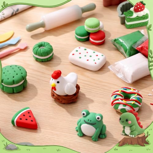 Air Dry Clay Bulk, Modeling Clay for Kids, 100 Pcs, Red,Green，White - color: Red,Green，white
