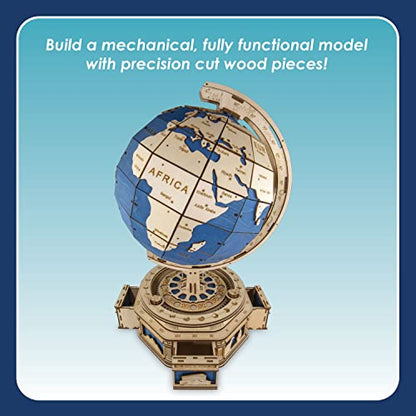 MindWare Gearjits: Globe – Wooden 3D Building Puzzle for Teens & Adults – DIY Construction Model – Fun for Parents Too! – Great STEAM Gifts for Ages 12+