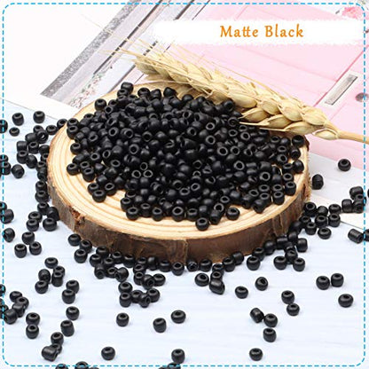 5000pcs Mattle Black Glass Seed Beads Bulk, Small Tiny Waist Spacer Beads for Bracelet, Necklace Jewelry Making, DIY Craft Projects(3mm 8/0) - color: Matte Black, size: 3mm