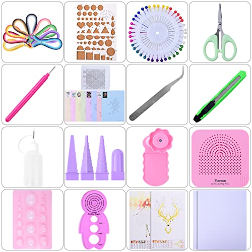 Beginner Paper Quilling Kit with 5mm Strips, 36 Colors and 10 Projects