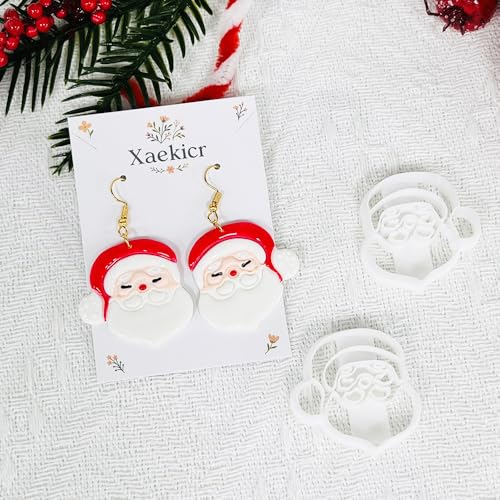 Xaekicr Christmas Santa Polymer Clay Cutters Set – Clay Earring Cutters for DIY Earrings – Cute Holiday Face Clay Molds – Polymer Clay Tools for Jewelry Making - color: F color