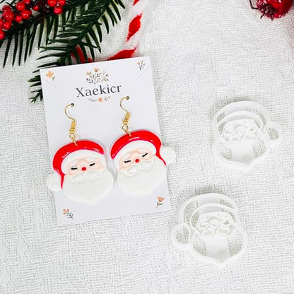 Xaekicr Christmas Santa Polymer Clay Cutters Set – Clay Earring Cutters for DIY Earrings – Cute Holiday Face Clay Molds – Polymer Clay Tools for Jewelry Making - color: F color