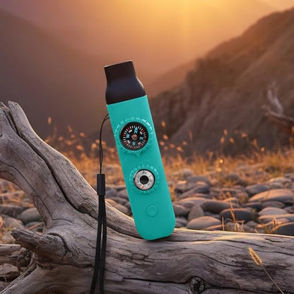 Multifunctional Survival Emergency Whistle for with Compass Hiking Survival, Thermometer & Neck Lanyard | Emergency Safety Gear for Hiking, Camping, Kayaking, Boating, Climbing - color: Aqua2pcs