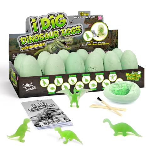 Glow Dino Eggs Dig Kit, 12 Excavation Eggs, STEM Toy 6+ - color: Green Glowing Dinosaur