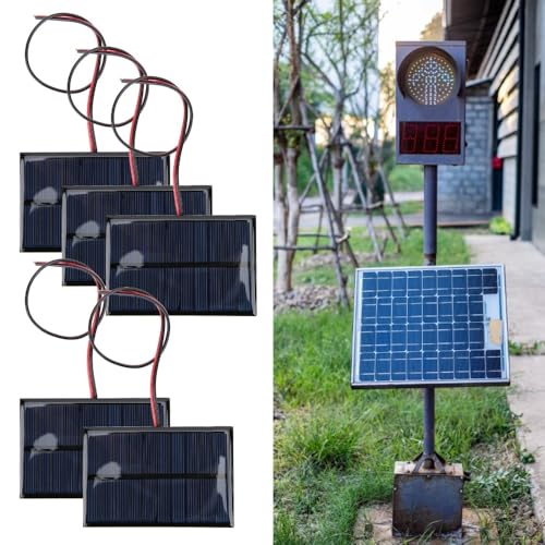 5Pcs 5V 150mA Solar Panel Modules Polycrystalline Silicon Weatherproof Charging Panels with 30cm Wires for DIY Solar Lights/Chargers