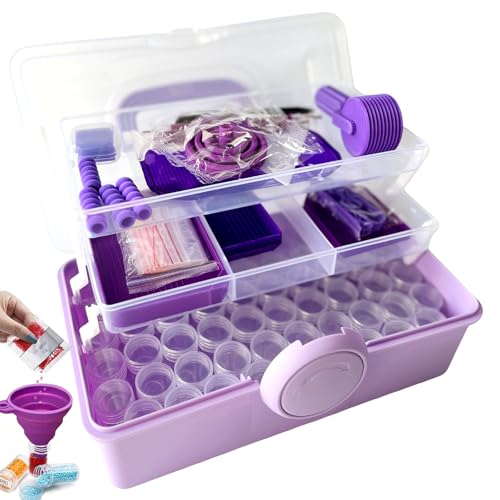 CXJINZE 115 Pcs Diamond Painting Tools Accessories Storage Kit, Purple - size: 115PCS