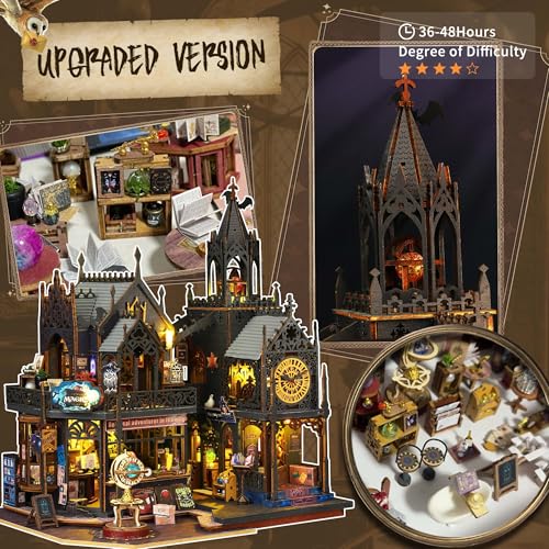 Flever Dollhouse Miniature DIY House Kit Creative Room with Furniture for Romantic Artwork Gift (Holo Magic City II) - color: Holo Magic City II