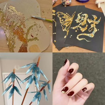 KINNO Gold Leaf Sheets for Art 300Pcs Hot Pink Gold Foil, 3.15" x 3.35" - color: 300 Sheets Hot Pink