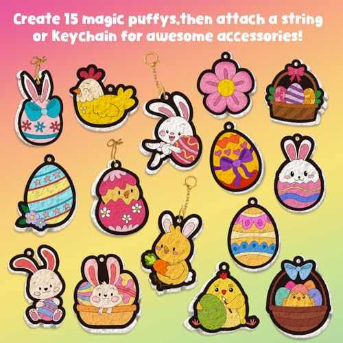 MZYTOZA Magic Foam Texture Painting Kit - 3D Art Craft Aqua Magic Puffs Paint Kit, 15 Mess-Free Paint by Number Craft for Kids (Double-Sided Aqua Magic Puffs Easter Bunny) - color: Double-sided Aqua Magic Puffs Easter Bunny