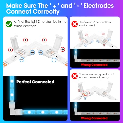 WENHSIN 10Packs 3-Pin L Shape RGB LED Light Strip Connectors 10mm Unwired Gapless Solderless Adapter Terminal Extension - size: 10MM-3PIN-L