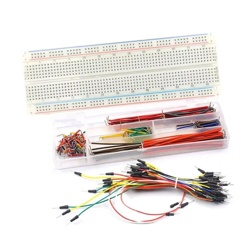 Solderless Breadboard 830 Tie Points - 65 Pcs Flexible Jumper Wires Kit - 140pcs Connecting Line Cables for Arduino Prototyping Circuit DIY Electronic Project - color: 830TieBreadboard-JpWire65pcs-LCable140pcs