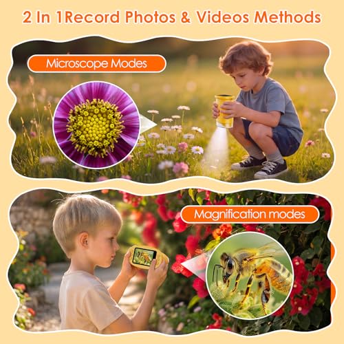 4K 1000X Handheld Digital Microscope for Kids with 2.0" IPS Screen(Yellow) - color: Yellow