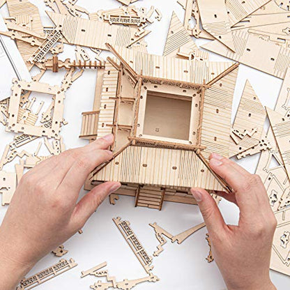 ROBOTIME 3D Puzzle Wooden Craft Kits DIY Model Kit to Build Five-Storied Pagoda & Drum