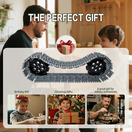 162PCS Technical Tank Track & Wheel Set Treads Chain Links Tank Robot Sleigh Car Motorcycle Toy Accessories Compatible with legoes and Major Building Brands, Gift for Kids Ages 6 7 8 9 10 11 12+