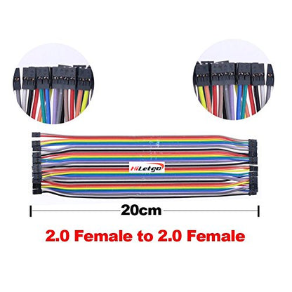 HiLetgo 200pcs Breadboard Jumper Wires - Dupont Wire Male & Female, 2.54mm & 2.0mm, 20cm Assortment Kit for Arduino DIY (Pack of 2) - size: Small (Pack of 2)