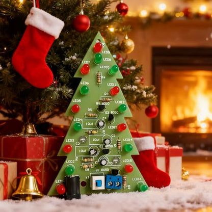 16 Lamp Christmas Tree SMT Soldering Practice Board Kit DIY Electronics Kit Welding Practice Kit for aged 14+ STEM Beginners