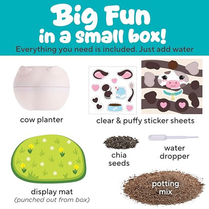 Creativity for Kids Plant-a-Pet Barnyard Pig Kit | Decorate, Plant & Grow Your Own Pet | Chia Seed Gardening Craft | Spring Crafts & Screen-Free Kids Activity (Ages 6+) - style: Cow