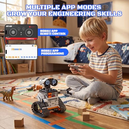 HPROMOT Robot Building Kit, APP & Remote Coding Toy Gift Boys Girls 8-16 | Birthday Gift for Boys Girls Ages 8-16 | 688 PCS 5-in-1 Robot | APP + Remote | STEM Coding | Rechargeable Battery - color: T2008